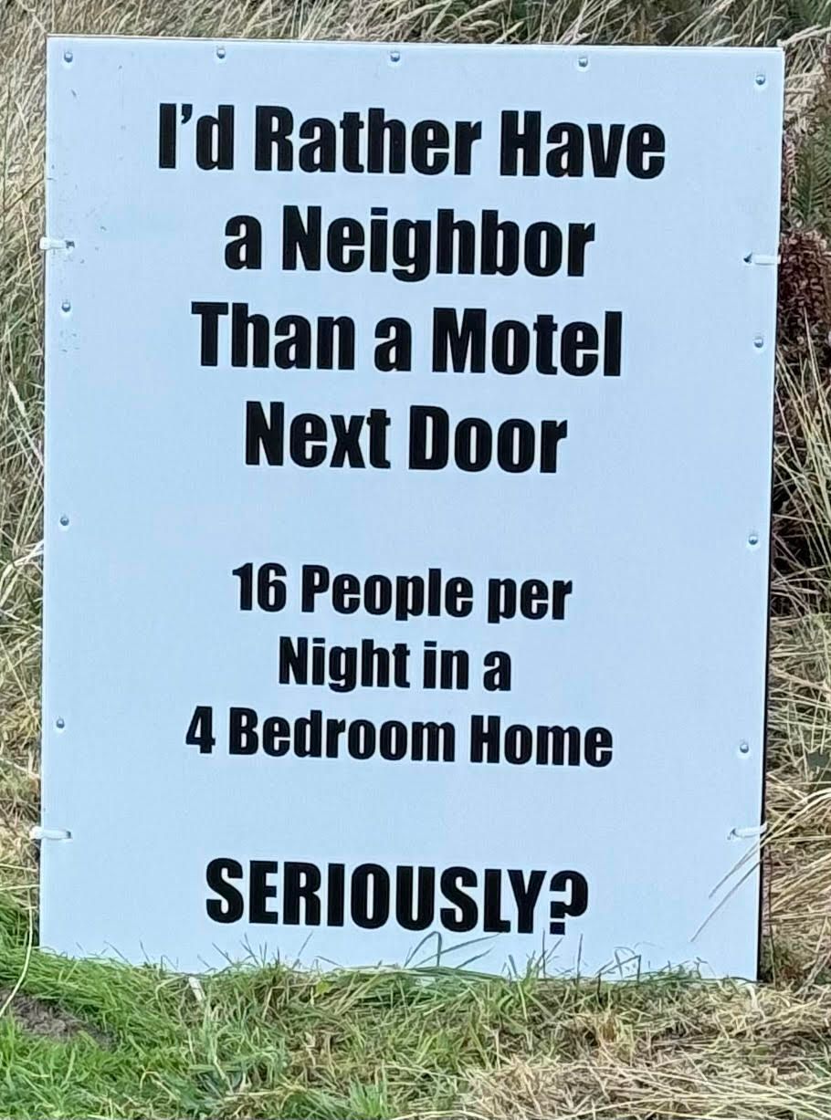 Clatsop County short term rental occupancy sign